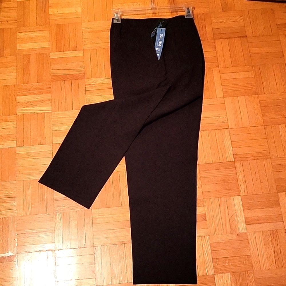 NEW Chocolate Brown Pull-On Pants, Pockets! Straight Leg, Slim Fit, PL - Picture 6 of 12